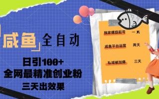 [热门给力项目]（5185期）23年咸鱼全自动暴力引创业粉课程，日引100+三天出效果