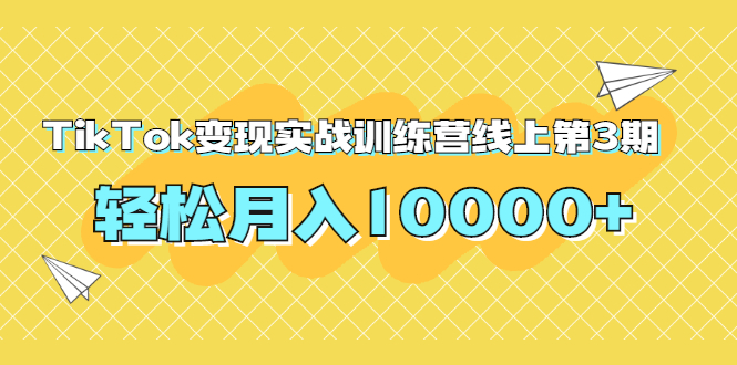 [无货源]（1759期）龟课TikTok变现实战训练营线上第3期，轻松月入10000+