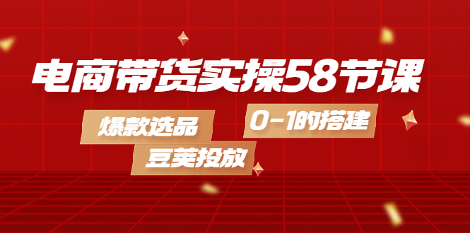 [直播带货]（4024期）电商带货实操58节课，爆款选品，豆荚投放，0-1的搭建