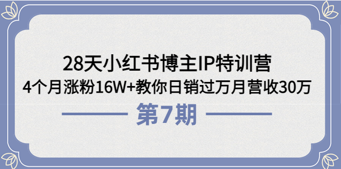 [小红书]（3745期）28天小红书博主IP特训营《第6+7期》4个月涨粉16W+教你日销过万月营收30万