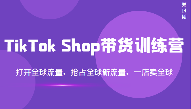 [跨境电商]（3342期）TikTok Shop带货训练营，打开全球流量，抢占全球新流量 一店卖全球(第14期)