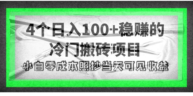 [热门给力项目]（4041期）4个稳赚的冷门搬砖项目，每个项目日入100+小白零成本照抄当天可见收益