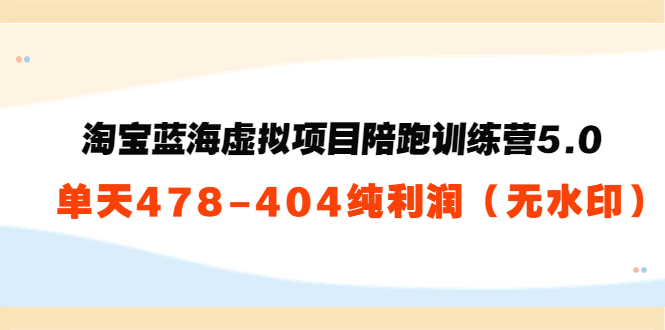 [无货源]（3537期）黄岛主：淘宝蓝海虚拟项目陪跑训练营5.0：单天478纯利润（无水印）-第1张图片-智慧创业网