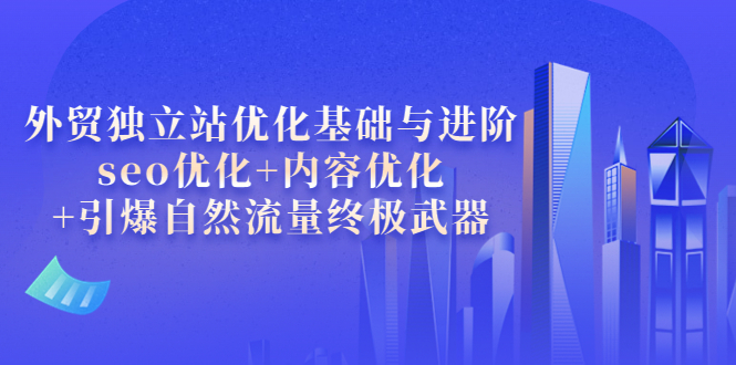 [国外项目]（3682期）外贸独立站优化基础与进阶，seo优化+内容优化+引爆自然流量终极武器-第1张图片-智慧创业网