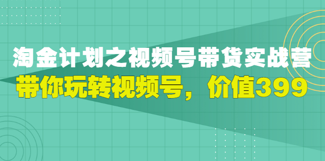 [短视频运营]（2979期）视频号带货实战营，带你玩转视频号