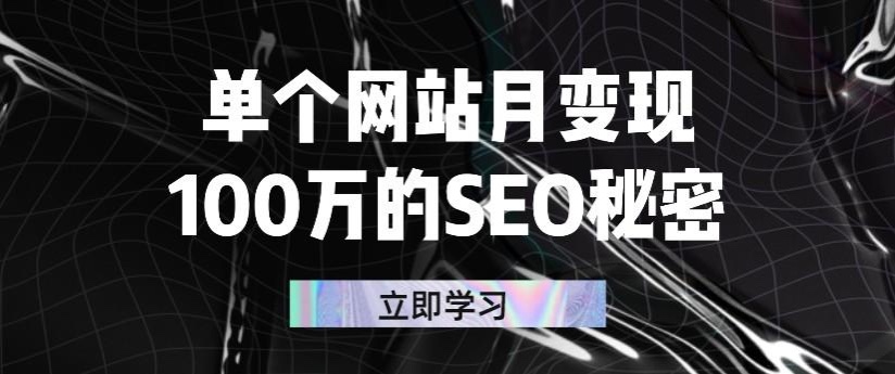 [创业项目]（2332期）单个网站月变现100万的SEO秘密：如何百分百做出赚钱站点