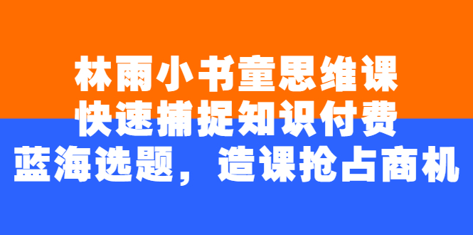 [热门给力项目]（2457期）林雨小书童思维课：快速捕捉知识付费蓝海选题，造课抢占商机-第1张图片-智慧创业网