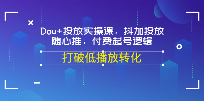 [短视频运营]（3179期）Dou+投放实操课，抖加投放，随心推，付费起号逻辑，打破低播放转化-第1张图片-智慧创业网