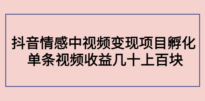 [短视频运营]（4282期）黄岛主副业孵化营第5期：抖音情感中视频变现项目孵化 单条视频收益几十上百