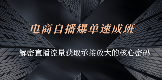 [国内电商]（2584期）电商自播爆单速成班：解密直播流量获取承接放大的核心密码-第1张图片-智慧创业网