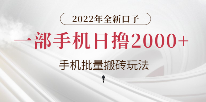 [热门给力项目]（2682期）2022年全新口子，手机批量搬砖玩法，一部手机日撸2000+