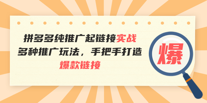 [国内电商]（3649期）拼多多纯推广起链接实战：多种推广玩法，手把手打造爆款链接-第1张图片-智慧创业网