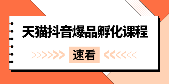 [短视频运营]（2529期）《天猫抖音爆品孵化课程》独家绝密新品引爆法