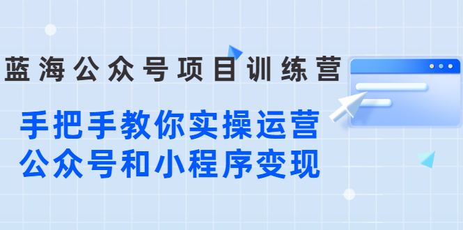 [公众号]（2633期）蓝海公众号项目训练营，手把手教你实操运营公众号和小程序变现-第1张图片-智慧创业网