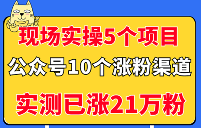 [公众号]（2947期）现场实操5个公众号项目，10个涨粉渠道，实测已涨21万粉！