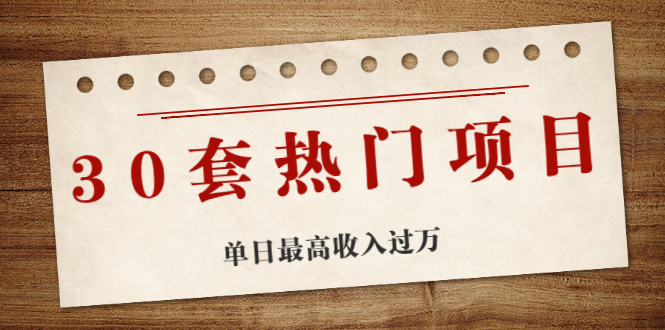 [热门给力项目]（1941期）30套热门项目：网赚项目、朋友圈、涨粉套路、抖音、快手  单日最高收入过万