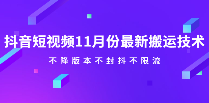 [短视频运营]（2141期）抖音短视频11月份最新搬运技术，不降版本不封抖不限流！【视频课程】