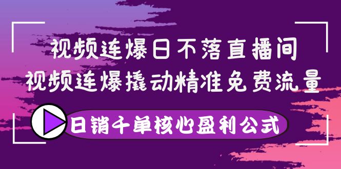 [直播带货]（3786期）视频连爆日不落直播间，视频连爆撬动精准免费流量，日销千单核心盈利公式