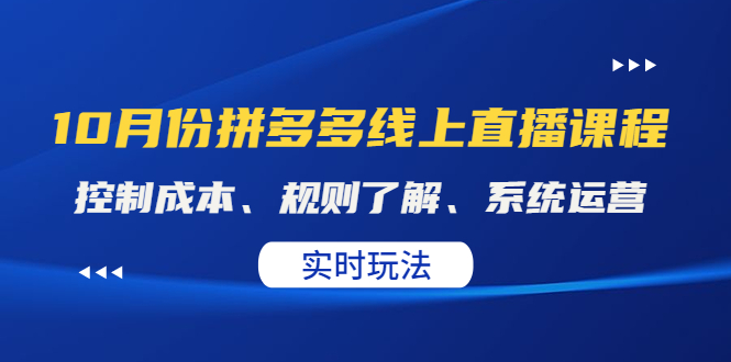 [国内电商]（4140期）某收费10月份拼多多线上直播课： 控制成本、规则了解、系统运营。实时玩法-第1张图片-智慧创业网