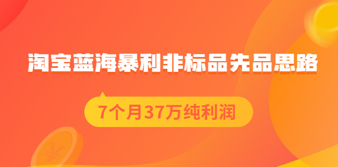 [国内电商]（2054期）淘宝蓝海暴利非标品先品思路，7个月37万纯利润，压箱干货分享！