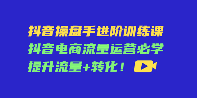 [短视频运营]（4327期）抖音操盘手进阶训练课：抖音电商流量运营必学，提升流量+转化！