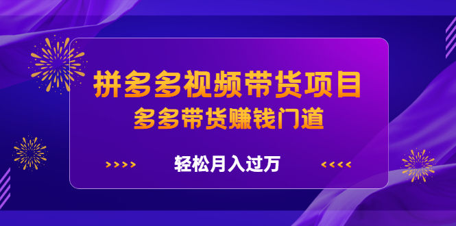 [国内电商]（2199期）拼多多视频带货项目，多多带货赚钱门道，轻松月入过万-第1张图片-智慧创业网