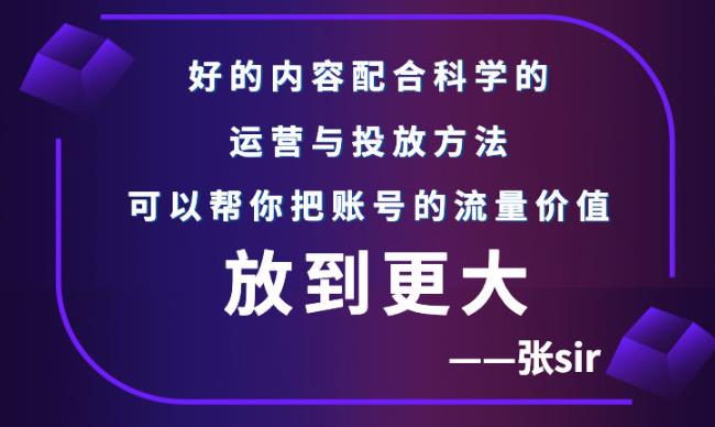 [短视频运营]（2747期）张sir账号流量增长课，告别海王流量，让你的流量更精准