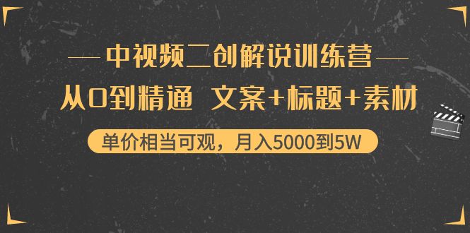 [短视频运营]（4057期）中视频二创解说训练营：从0到精通 文案+标题+素材、月入5000到5W-第1张图片-智慧创业网
