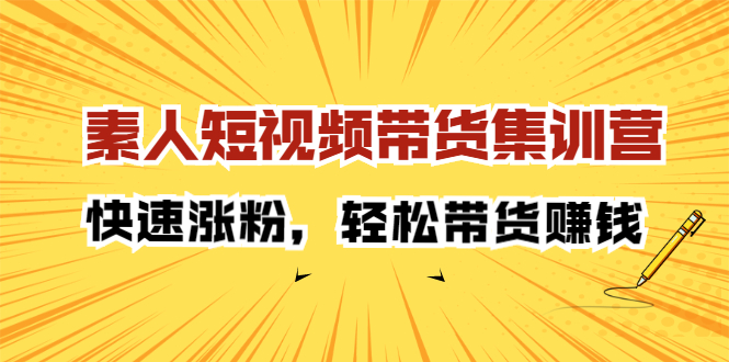 [短视频运营]（2203期）素人短视频带货集训营：快速涨粉，轻松带货赚钱