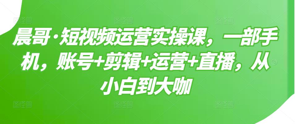 [短视频运营]（3100期）短视频运营实操课，一部手机，账号+剪辑+运营+直播，从小白到大咖-第1张图片-智慧创业网