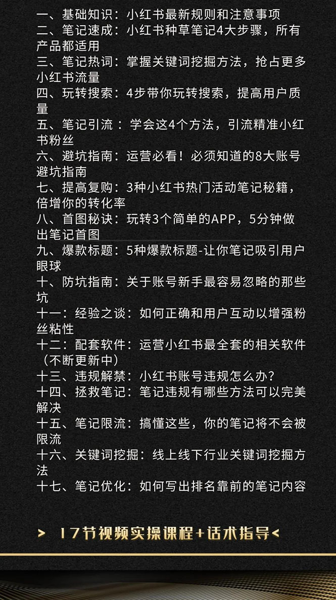 [小红书]（1504期）小红书爆款推广引流训练课5.0，手把手带你玩转小红书（17节实操视频+话术）-第2张图片-智慧创业网