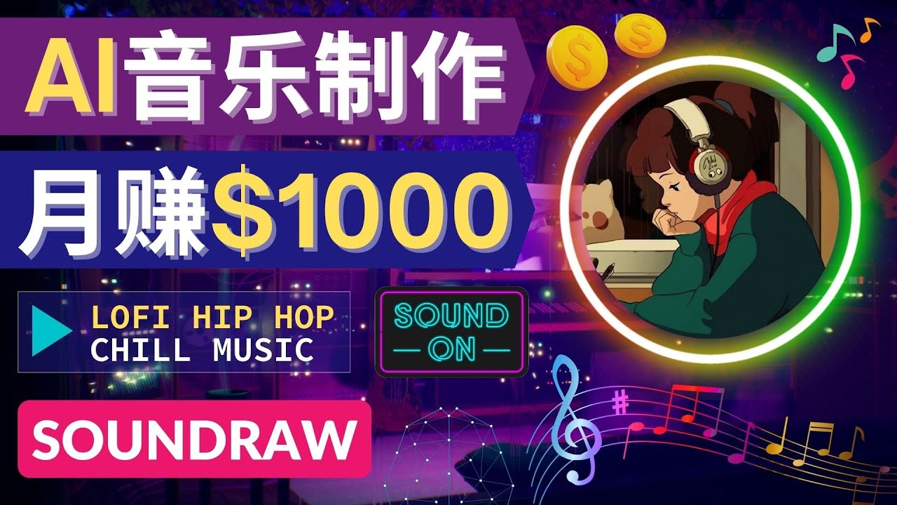 [国外项目]（4251期）无需任何音乐基础： 使用AI软件制作Lofi Hip Hop Chill Music 月赚1000美元