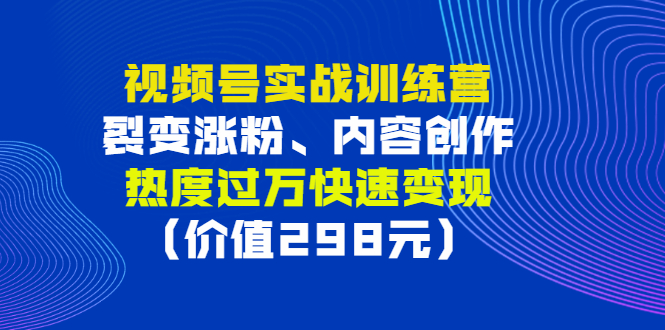 [直播带货]（2795期）视频号实战训练营，裂变涨粉、内容创作、热度过万快速变现（价值298元）-第1张图片-智慧创业网