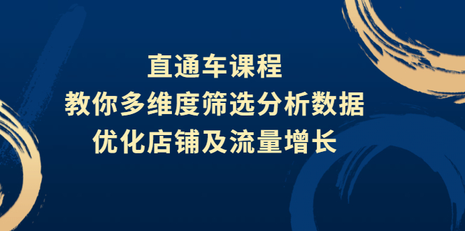 [引流-涨粉-软件]（2642期）直通车课程，教你多维度筛选分析数据，优化店铺及流量增长-第1张图片-智慧创业网