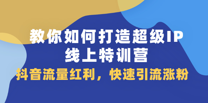 [引流-涨粉-软件]（2093期）教你如何打造超级IP线上特训营，抖音流量红利，快速引流涨粉-第1张图片-智慧创业网