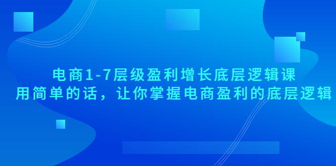 [国内电商]（3403期）电商1-7层级盈利增长底层逻辑课：用简单的话，让你掌握电商盈利的底层逻辑