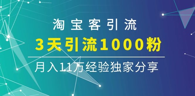 [淘客项目]（1102期）淘宝客引流课程：3天引流1000粉，月入11万经验独家分享-第2张图片-智慧创业网