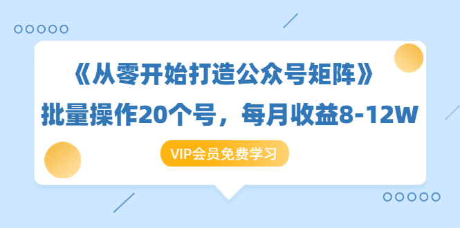 [公众号]（1419期）《从零开始打造公众号矩阵》批量操作20个号，每月收益大概8-12W（44节课）