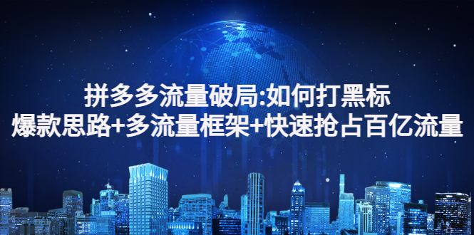 [国内电商]（2768期）拼多多流量破局:如何打黑标，爆款思路+多流量框架+快速抢占百亿流量