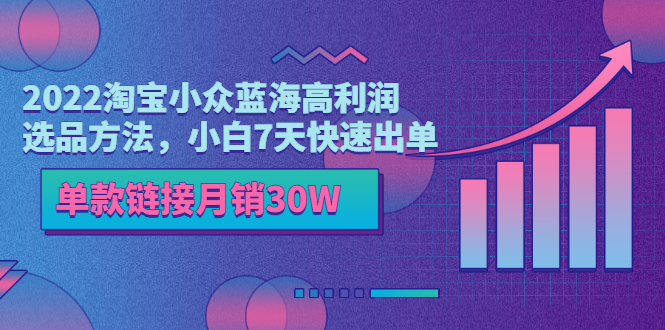 [国内电商]（3208期）2022淘宝小众蓝海高利润选品方法，小白7天快速出单，单款链接月销30W