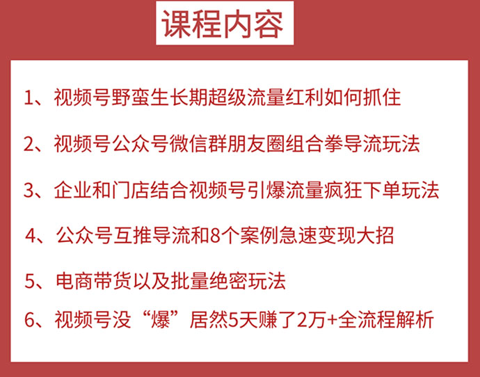 [短视频运营]（1532期）视频号训练营第2期：引爆流量疯狂下单，5天赚2万+全流程解析！-第2张图片-智慧创业网