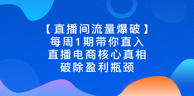 [短视频运营]（2542期）【直播间流量爆破】每周1期带你直入直播电商核心真相，破除盈利瓶颈