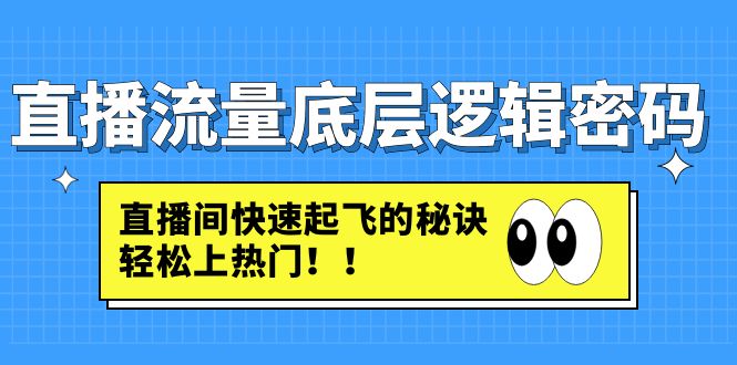 [短视频运营]（4756期）直播流量底层逻辑密码：直播间快速起飞的秘诀，轻松上热门-第1张图片-智慧创业网