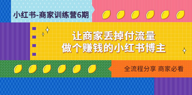 [小红书]（4782期）小红书-商家训练营12期：让商家丢掉付流量，做个赚钱的小红书博主-第1张图片-智慧创业网