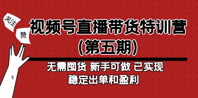 [直播带货]（4945期）视频号直播带货特训营（第五期）无需囤货 新手可做 已实现稳定出单和盈利