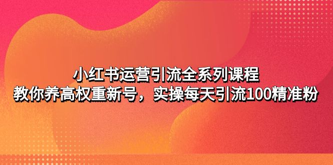 [小红书]（4950期）小红书运营引流全系列课程：教你养高权重新号，实操每天引流100精准粉