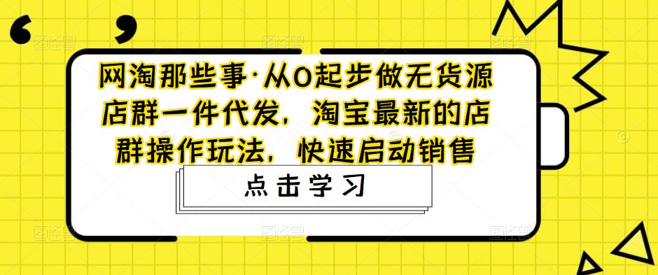 [无货源]（4979期）从0起步做无货源店群一件代发，淘宝最新的店群操作玩法，快速启动销售