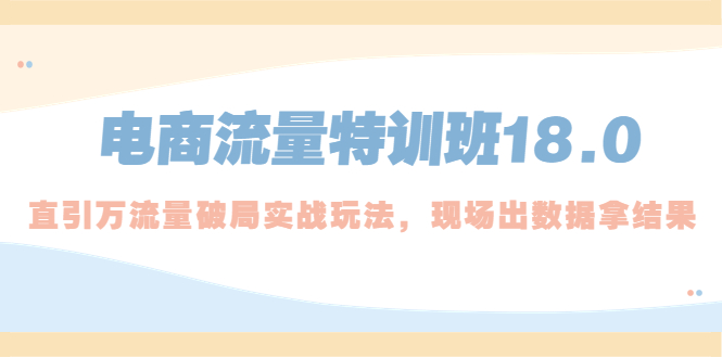 [国内电商]（5232期）电商流量特训班18.0，直引万流量破局实操玩法，现场出数据拿结果-第1张图片-智慧创业网