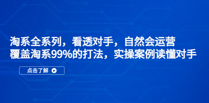 [国内电商]（5233期）淘系全系列，看透对手，自然会运营，覆盖淘系99%·打法，实操案例读懂对手