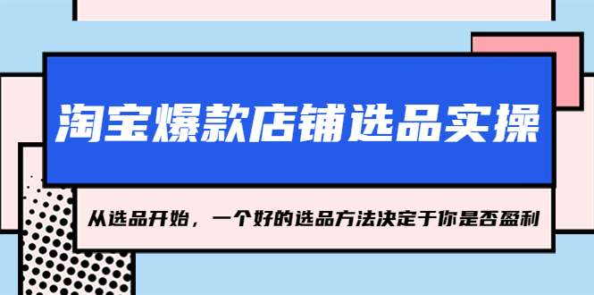 [国内电商]（5240期）淘宝爆款店铺选品实操，2023从选品开始，一个好的选品方法决定于你是否盈利-第1张图片-智慧创业网